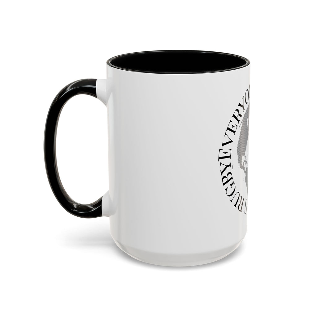 Accent Coffee Mug — "Everyone Watches Women. Rugbye" Globe Graphic
