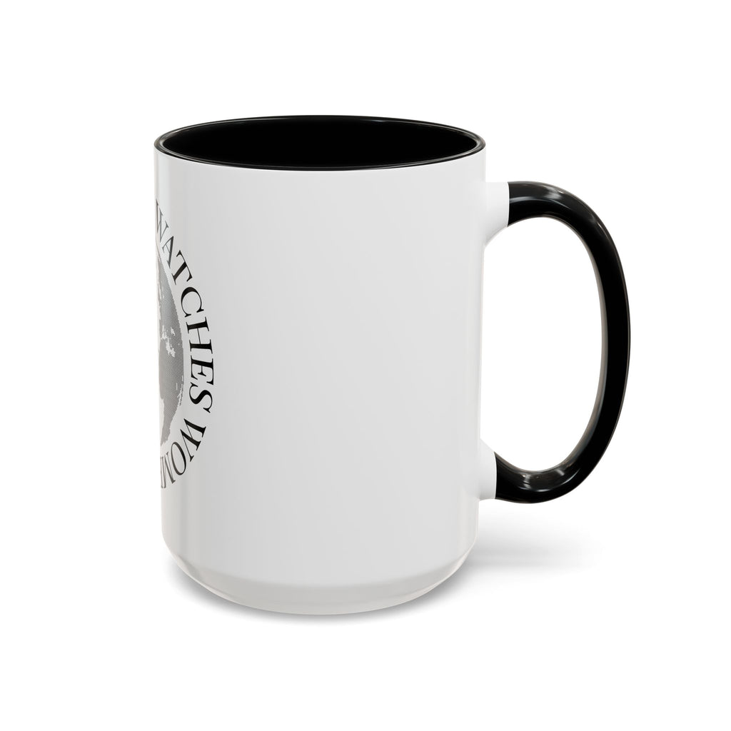 Accent Coffee Mug — "Everyone Watches Women. Rugbye" Globe Graphic