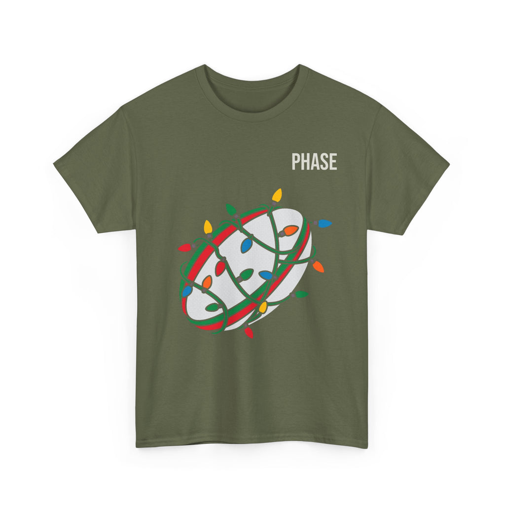 Phase Rugby Ball Tee — Christmas Lights Holiday Sports T-Shirt