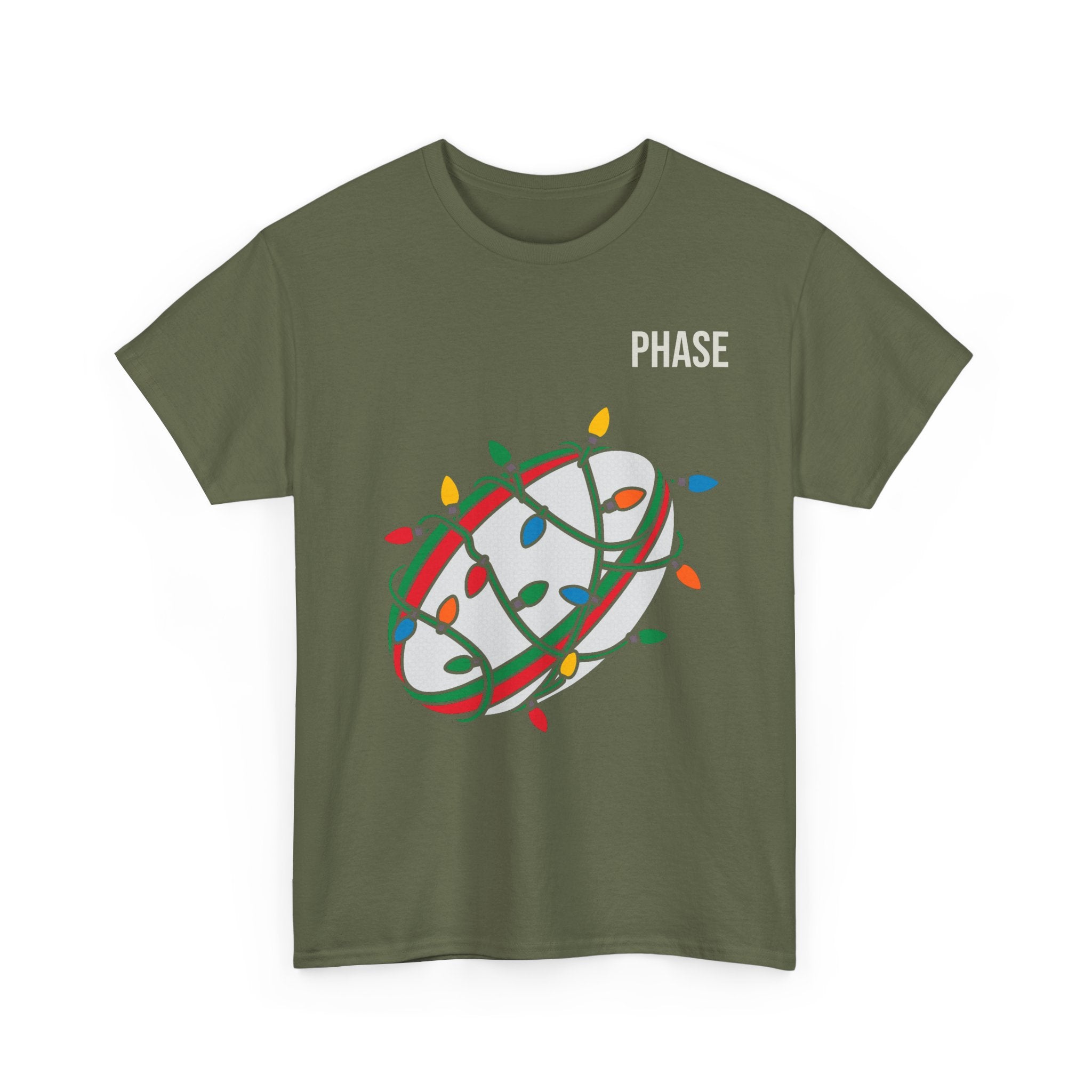 Phase Rugby Ball Tee — Christmas Lights Holiday Sports T-Shirt