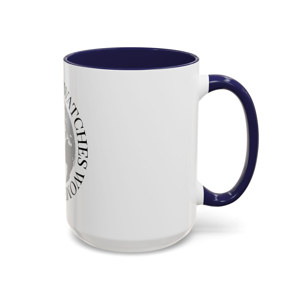 Accent Coffee Mug — "Everyone Watches Women. Rugbye" Globe Graphic