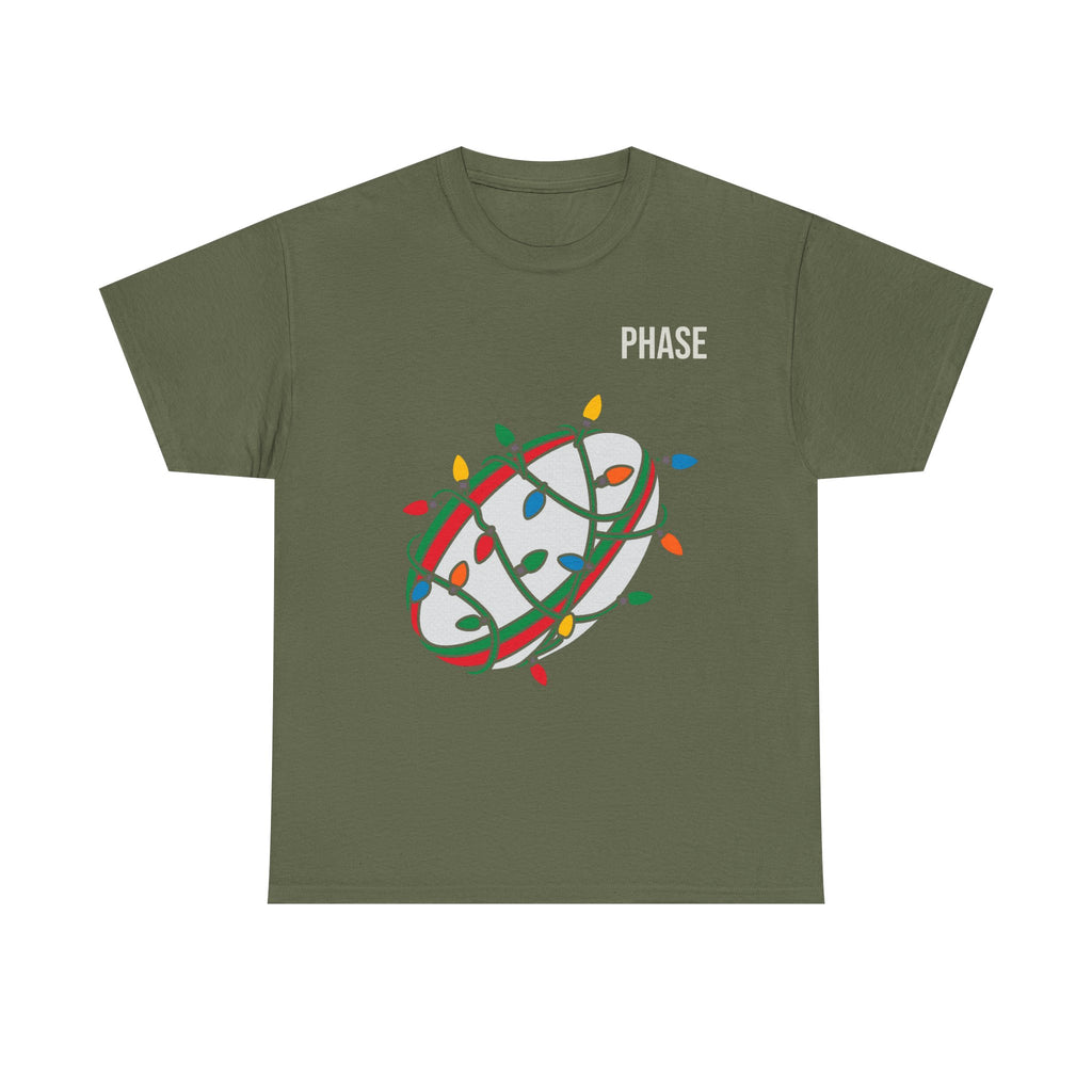 Phase Rugby Ball Tee — Christmas Lights Holiday Sports T-Shirt