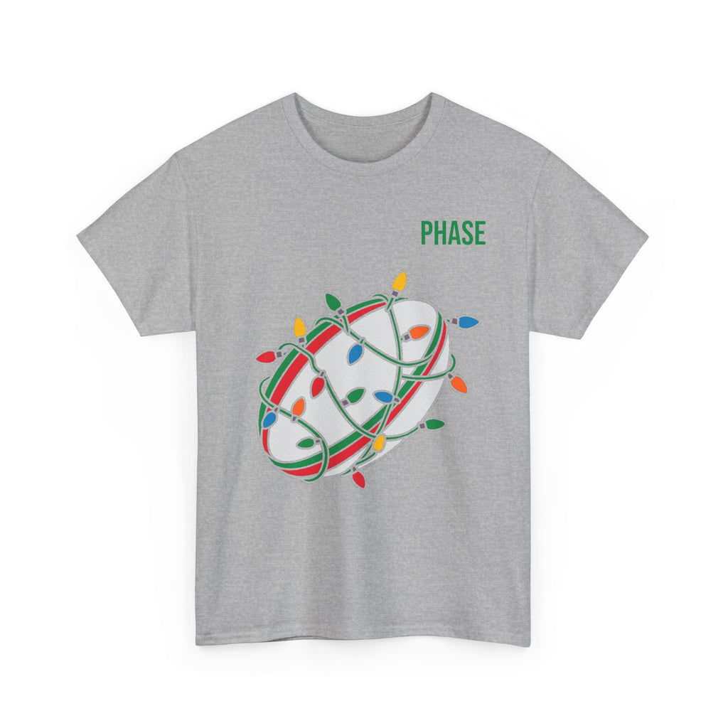 Phase Rugby Ball Tee — Christmas Lights Holiday Sports T-Shirt
