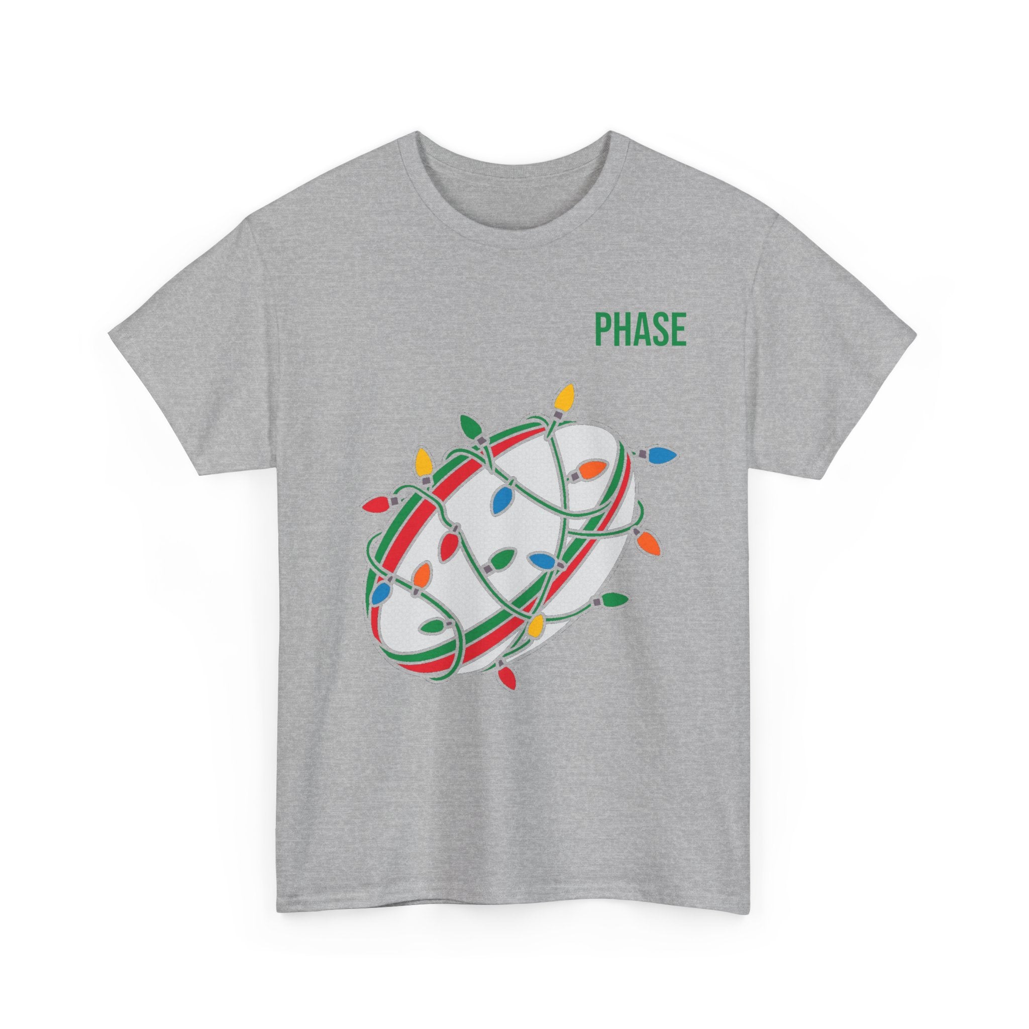 Phase Rugby Ball Tee — Christmas Lights Holiday Sports T-Shirt