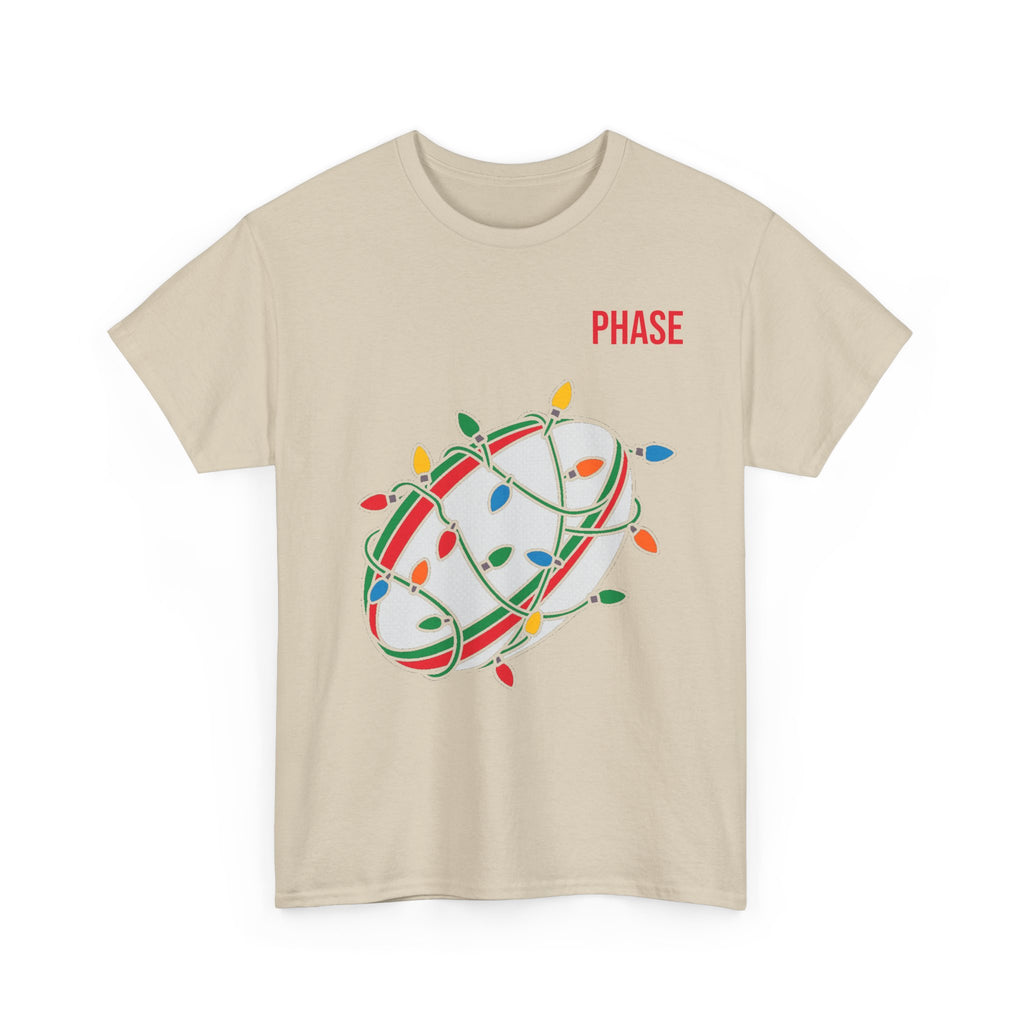 Phase Rugby Ball Tee — Christmas Lights Holiday Sports T-Shirt