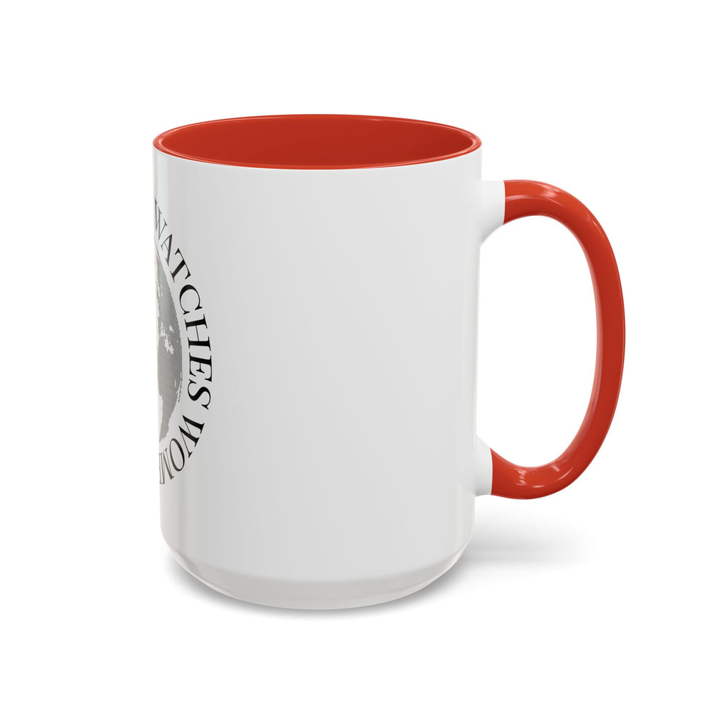 Accent Coffee Mug — "Everyone Watches Women. Rugbye" Globe Graphic