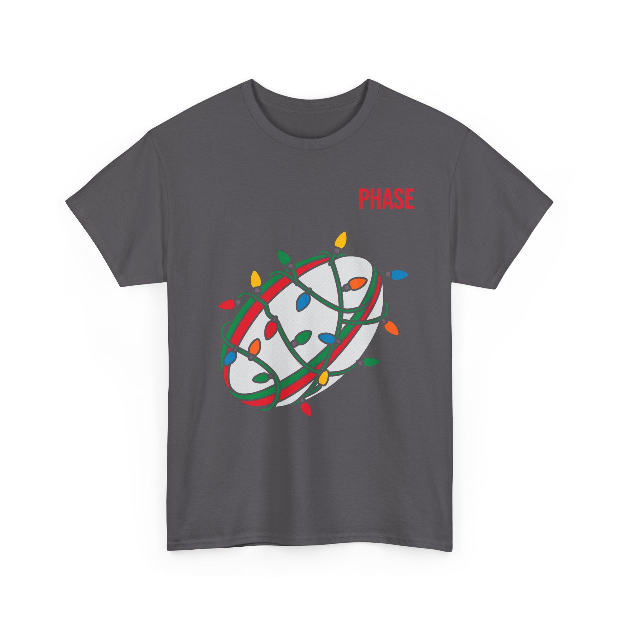 Phase Rugby Ball Tee — Christmas Lights Holiday Sports T-Shirt