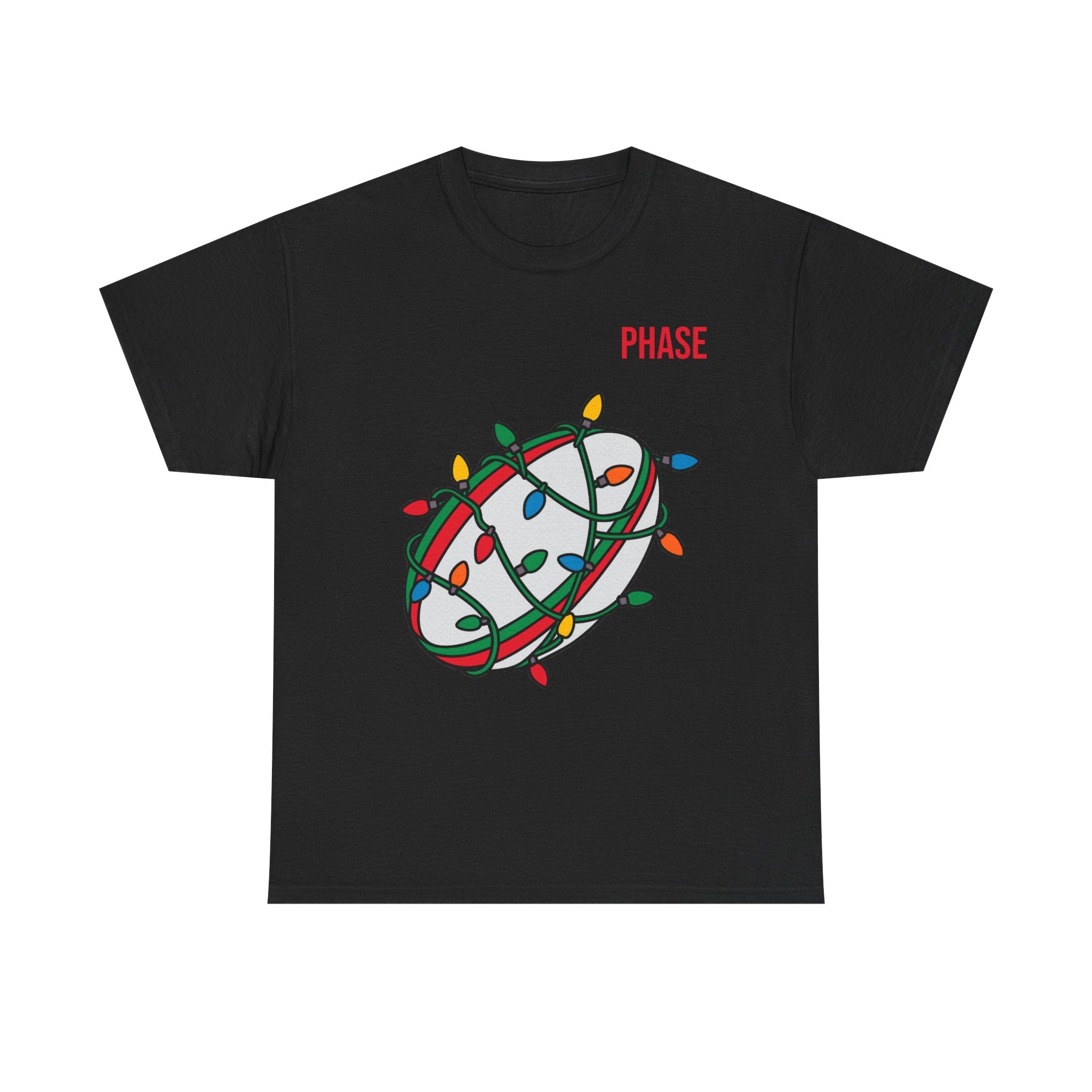 Phase Rugby Ball Tee — Christmas Lights Holiday Sports T-Shirt