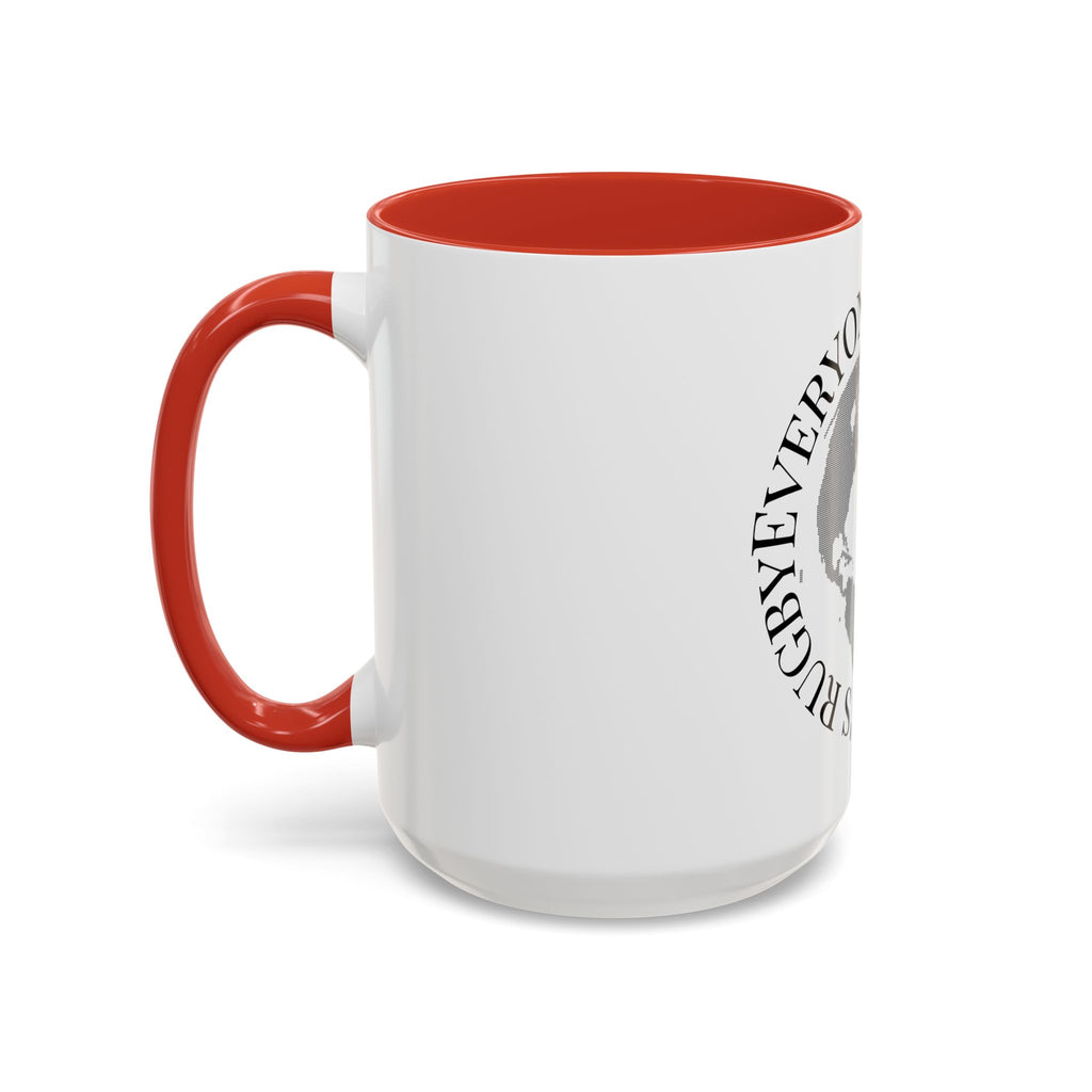 Accent Coffee Mug — "Everyone Watches Women. Rugbye" Globe Graphic